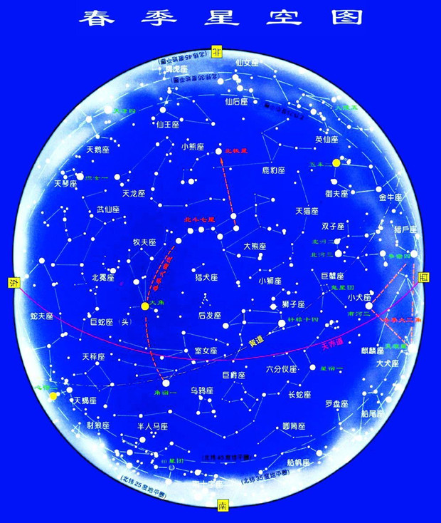 星座屋给大家观赏,黄道十二星座图片的四季星空图.